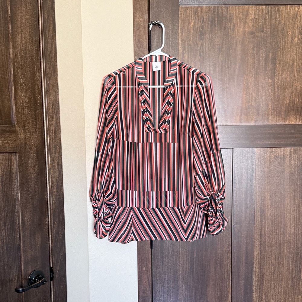 Cabi Women’s Ultimate Multicolor Stripe Semi Sheer Blouse Style #5519 Size XS